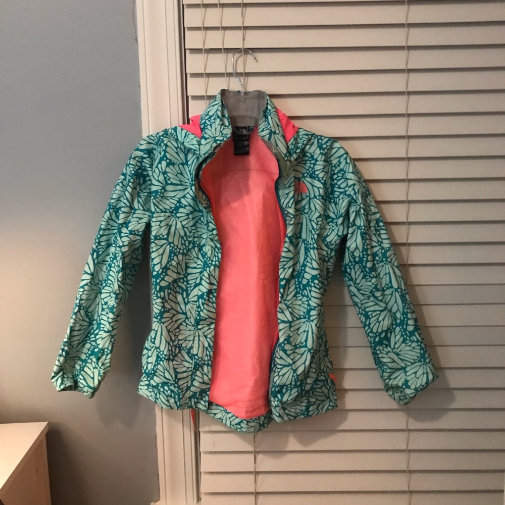 Girls pink and blue North Face rain Jacket!